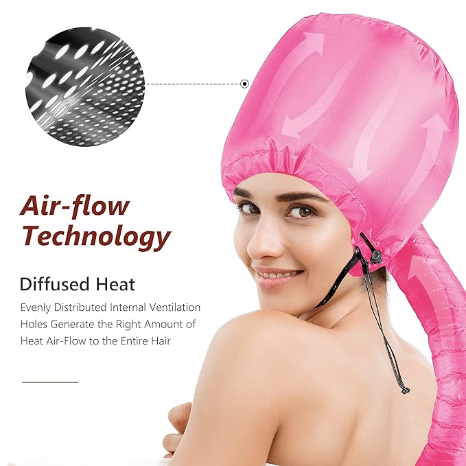Portable Hair Dryer Bonnet – Deep Pink
