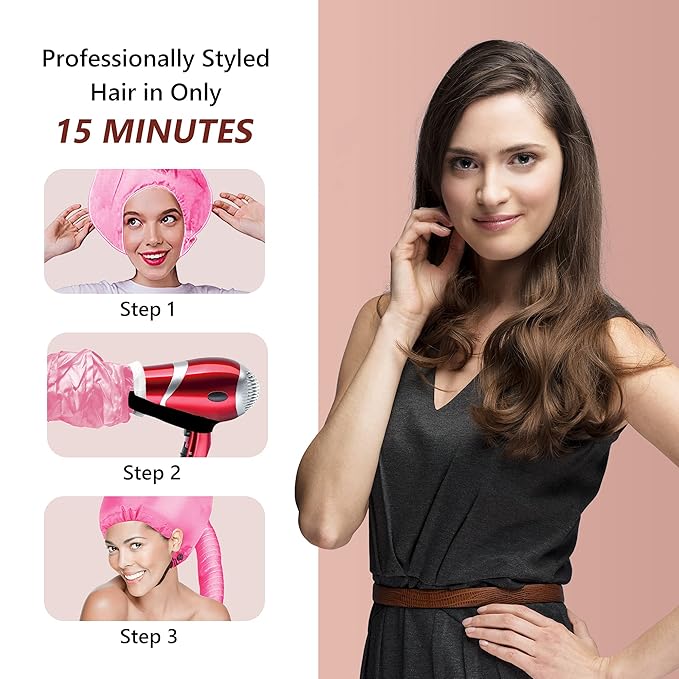Portable Hair Dryer Bonnet – Deep Pink