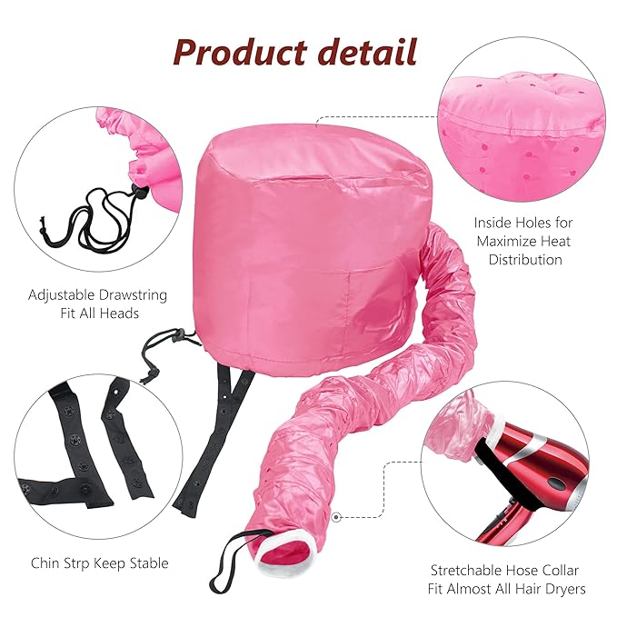 Portable Hair Dryer Bonnet – Deep Pink