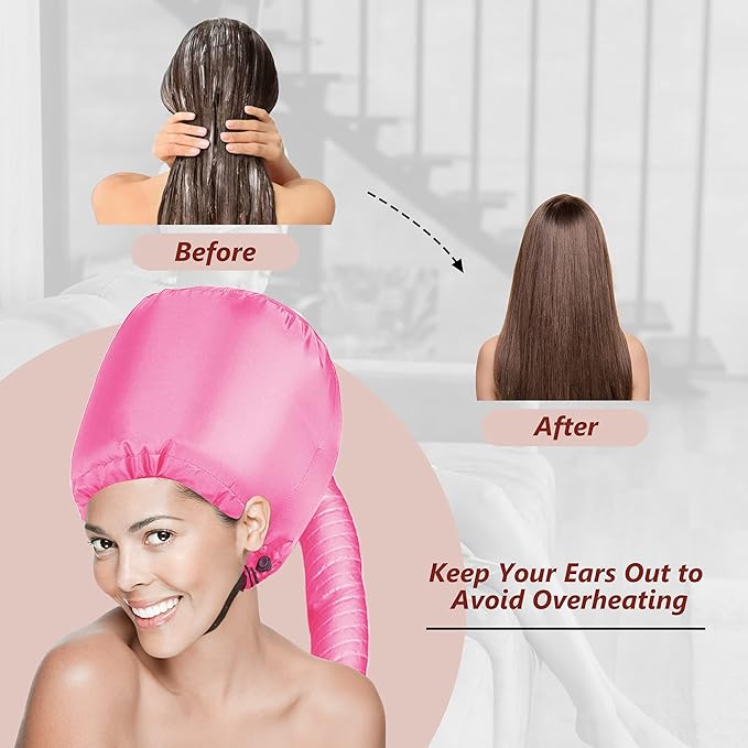 Portable Hair Dryer Bonnet – Deep Pink
